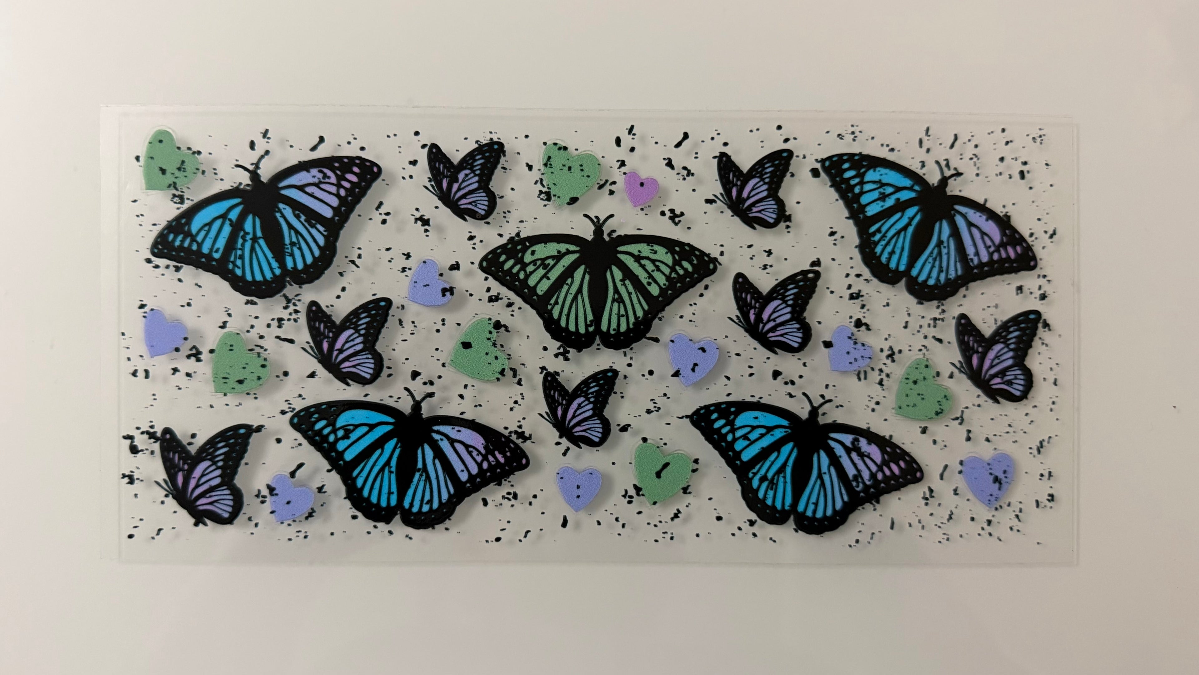 #77B Blue Green Butterflies Double Sided